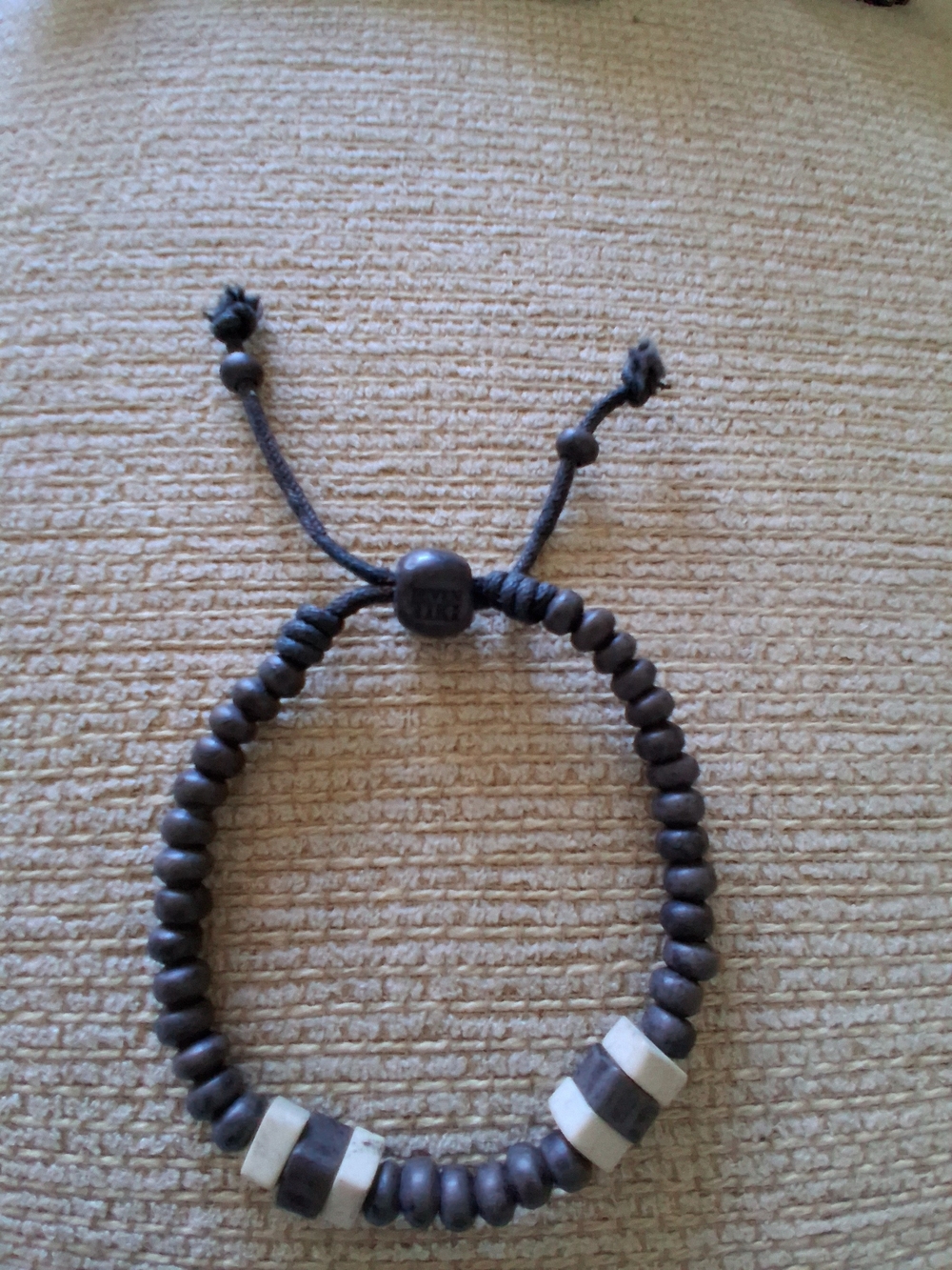 Beaded Adjustable Bracelet with Contrast White Accent HELP BLACKIE🐕 RECOVERY